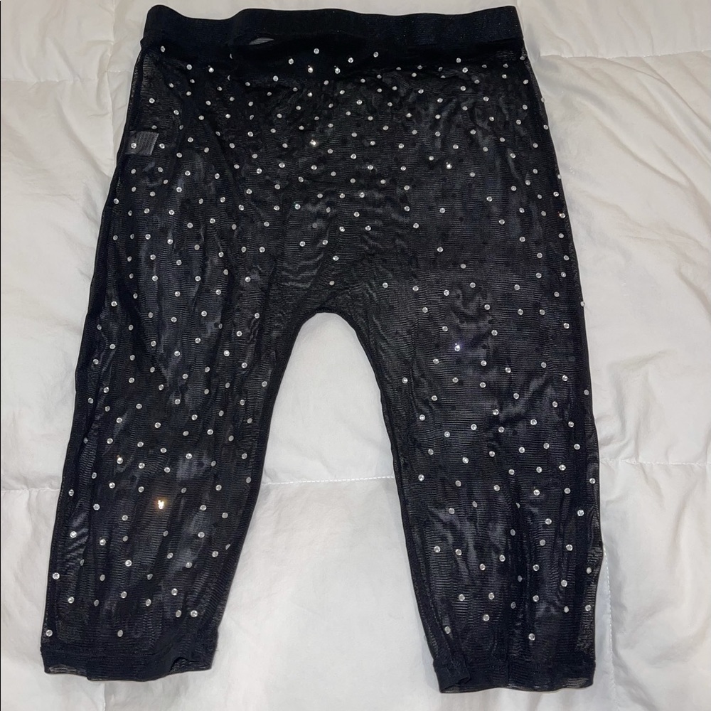 Rhinestone mesh biker shorts